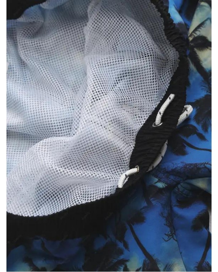Drawstring Palm Tree Pocket Board Shorts